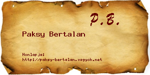 Paksy Bertalan névjegykártya